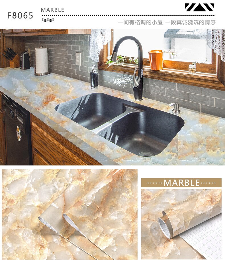 Moderne woonkamer meubels bureaublad waterdicht marmer behang vinyl zelfklevend contactpapier effen kleur woondecoratie: F8065