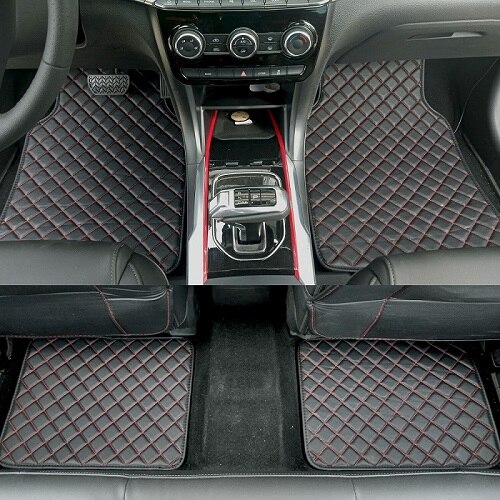 Universele auto vloermatten voor auto's, antislipmat, rode zwarte grijze koffie auto vloermatten, auto styling interieur auto vloermatten: Zwart rood