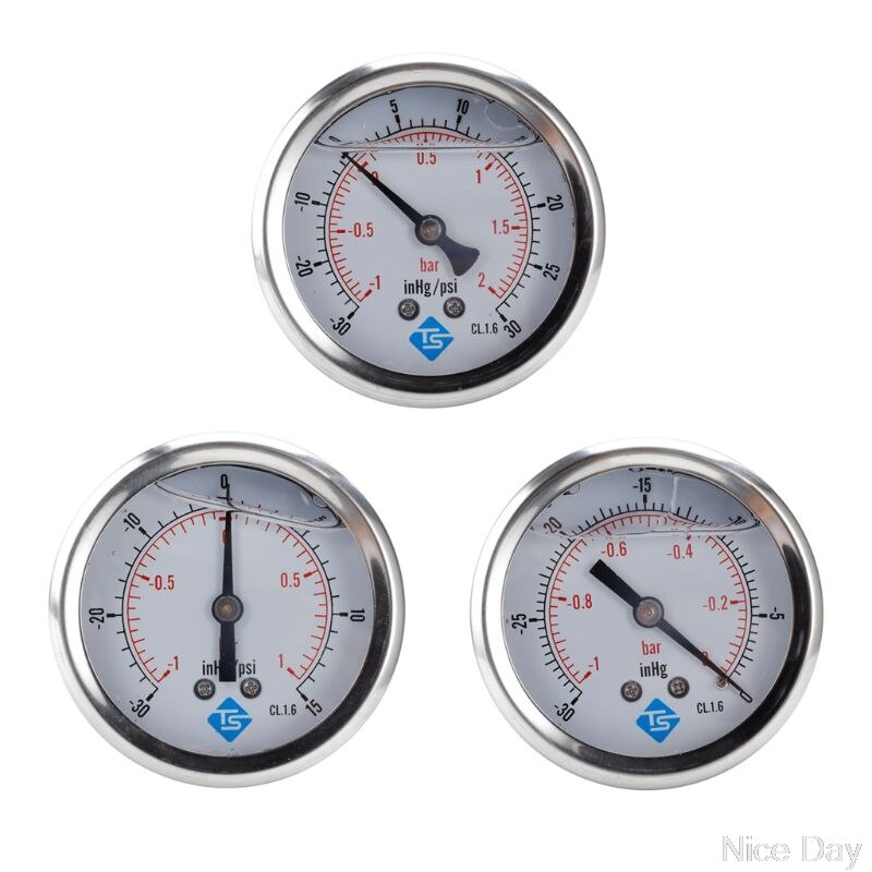 Compound Pressure Vacuum Gauge Glycerine Filled 68mm -1~0/1/2 Bar 1/4 BSP Back Ju19 20