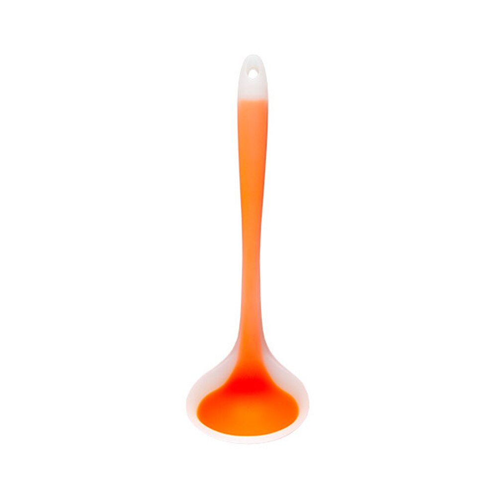 Cuchara sopera de silicona, cocina antiadherente, cucharas de comida grandes, cucharón, mango largo, utensilios de cocina para el hogar: Orange