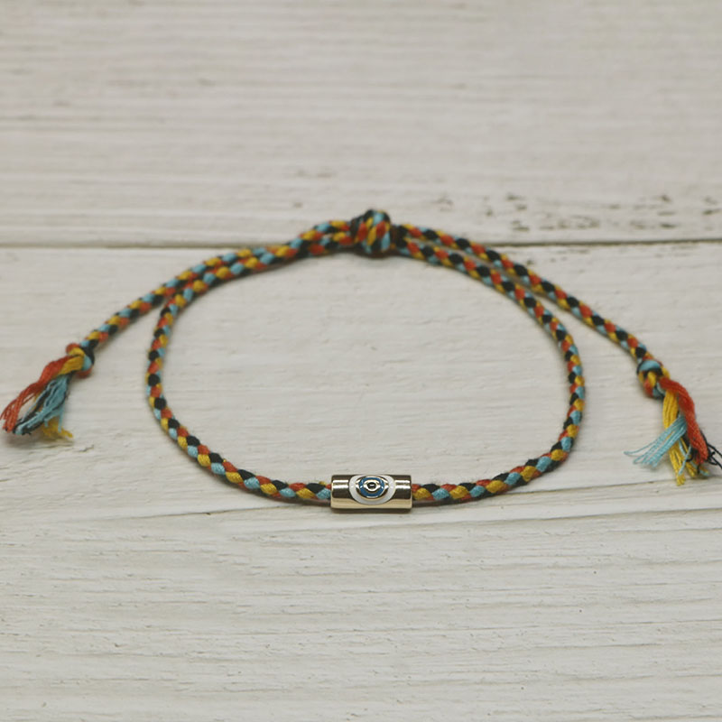 Handmade woven ethnic zircon turkish evil eye bracelet women's braided lucky enamel amulet rope bracelets for women jewelry ys -08: I