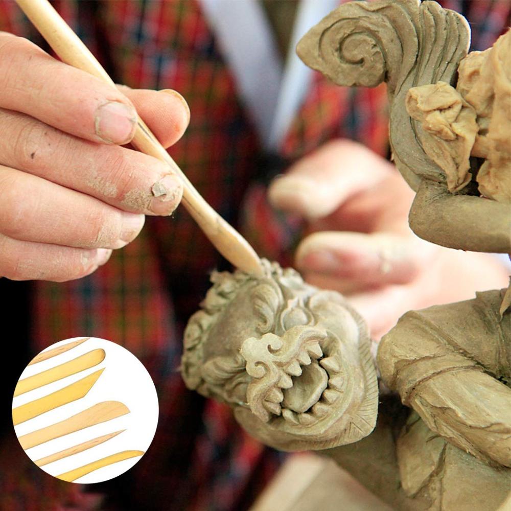 14 Pcs/Pack Pottery Clay Sculpting Wax Carving Pottery Tools Set with Canvas Cases Polymer Ceramic Modeling Kit Art Crafts