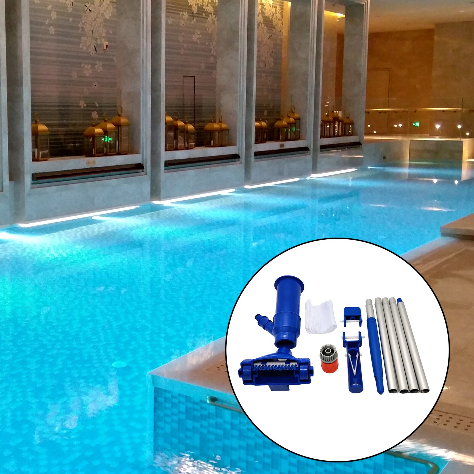 Pool Cleaner Kits Underwater W/ Section Pole for Above Ground Pool Accessory