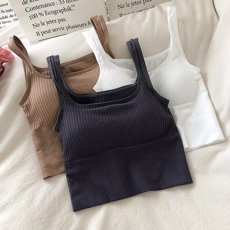 petit col carré sous-vêtements pour femmes, couleur unie, sans anneau en acier, haut à tube fin, gilet pour femmes,
