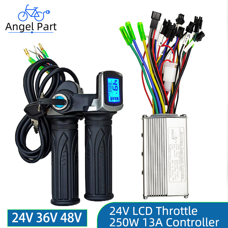 24V 36V 48V 250W 350W E-Scooter Brushless Motor Universal Controller LCD Speed Display Throttle for Electric Bicycle Repair: Light Grey