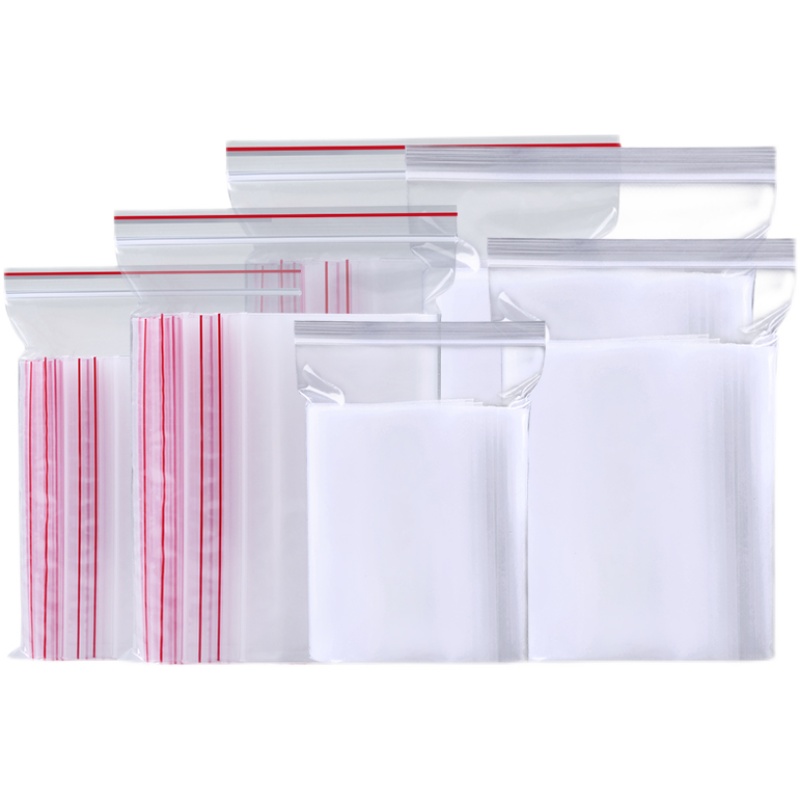 Bolsa sellada autosellante de plástico transparente, bolsas de embalaje de alimentos, bolsas de almacenamiento de subembalaje para el hogar, bolsa de plástico con cierre de cremallera, 200/100 Uds.