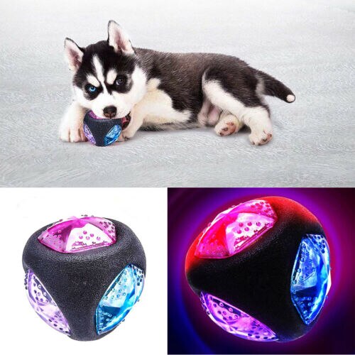 Hund Ball Elastische Blinkende LED Ball prallen-aktiviert Licht hoch Ball Für Haustier Hunde klopfen-beständig Molaren Ausbildung Ball