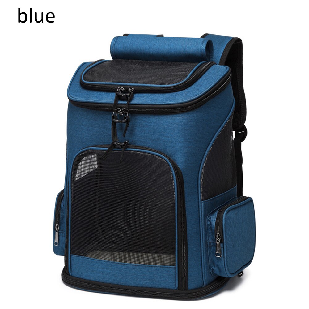 Mochila de malla transpirable para perro, bolsa de transporte de mascotas para gatos, perros y cachorros, tela Oxford duradera para viajes al aire libre, 33x26x40CM: Blue