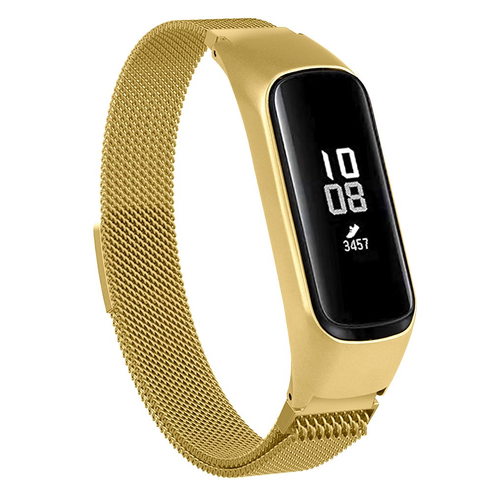 Smartwatchband fit e polsband milanese roestvrijstalen vervangende magnetische band voor samsung galaxy fit-e access: Goud / Groot formaat