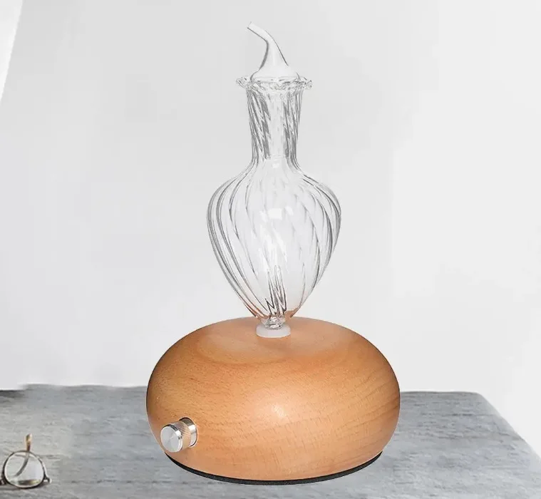 Difusor de óleos essenciais sem água, difusor de fragrância de aromaterapia sem água, nebulizador de aroma de vidro de madeira, vaporizador para casa: Transparente / AU