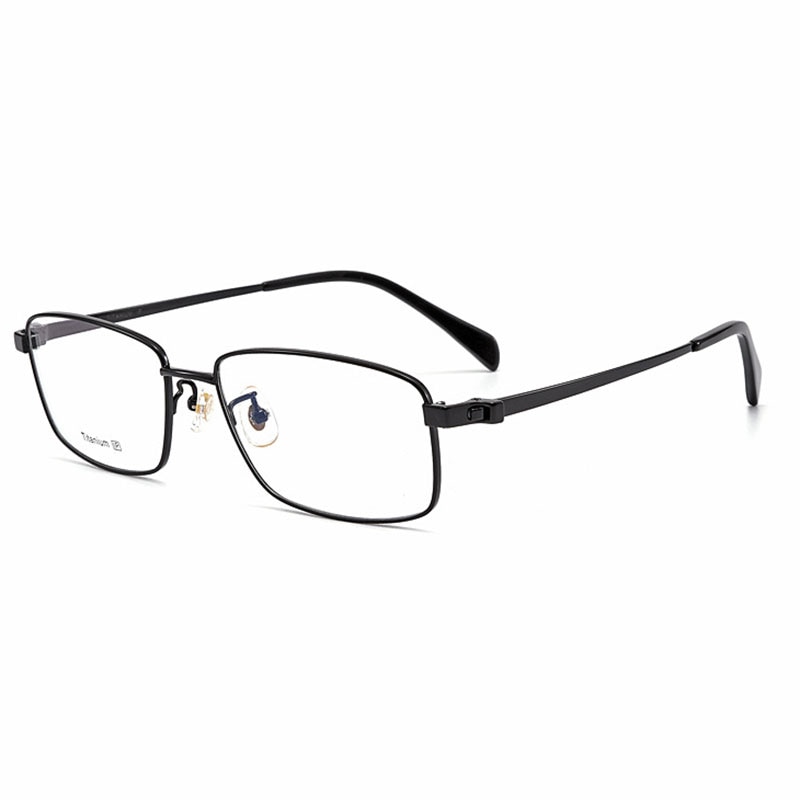 Gafas ultraligeras de titanio puro para miopía, lentes rectangulares de borde completo con bisagras de resorte, estilo de negocios para hombres