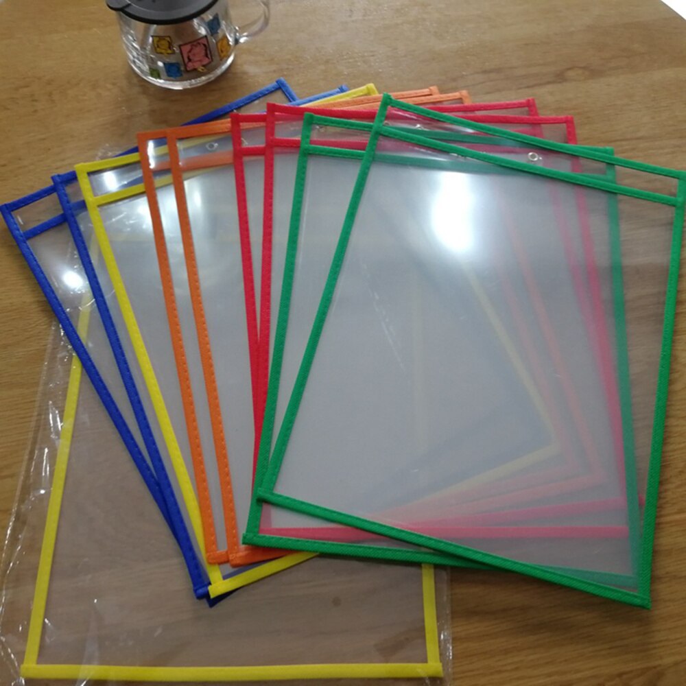 10Pcs Transparent Umwelt Trockenen Löschen Datei Taschen Verschiedene Farben Dokument Beutel Schreibwaren für Büro Schule