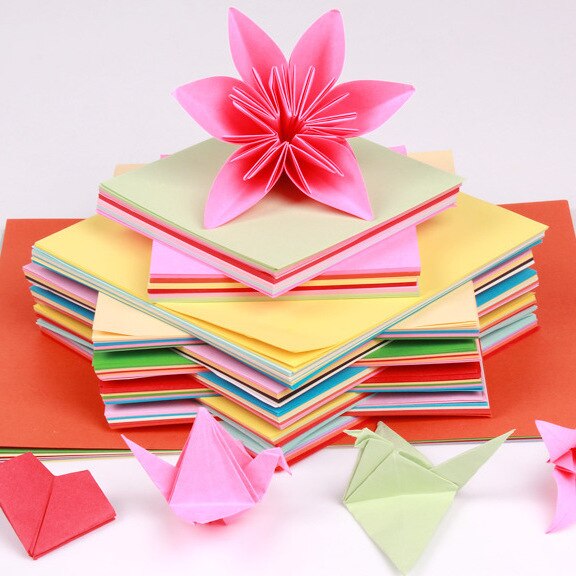 Papel de origami cuadrado de 10 colores de cartón-Papel de letra cortada papel multiusos: 12x12cm 100pc