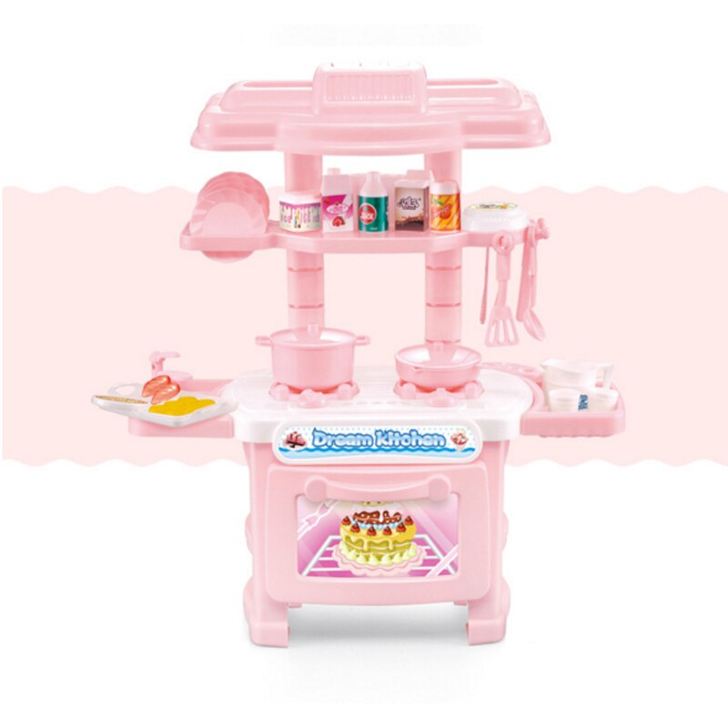 1 Stks Set Fantasiespel Keuken Simulatie Kids Play huis Speelgoed Meisje Licht Muziek Servies Sets Baby Speelgoed Koken Speelgoed