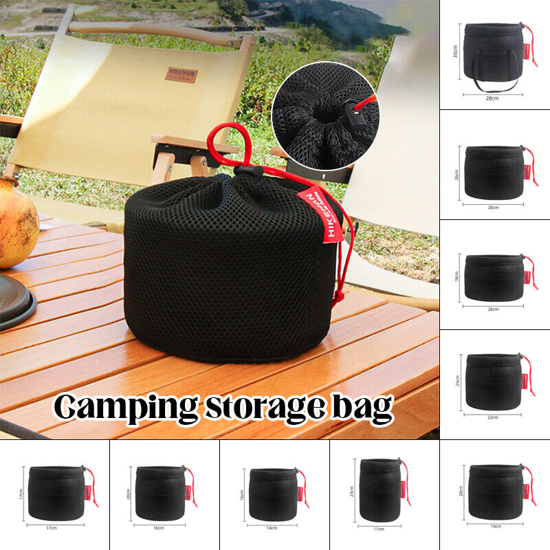 draussen Camping Topf Aufbewahrung tasche tragbare Picknick Kochgeschirr Aufbewahrung tasche Sandwich Gittergewebe Kordel zug Tasche draussen Herde Zubehör