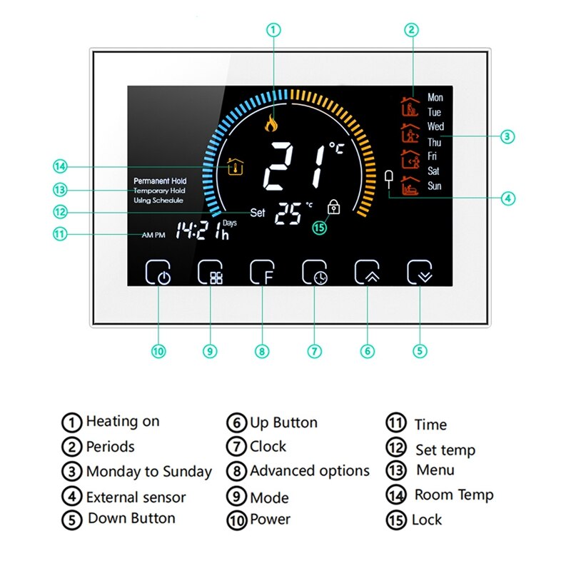 Wifi Slimme Thermostaat Met Presssn Kleur Display Draadloze Programmeerbare Thermostaat Controller Voor Home Office