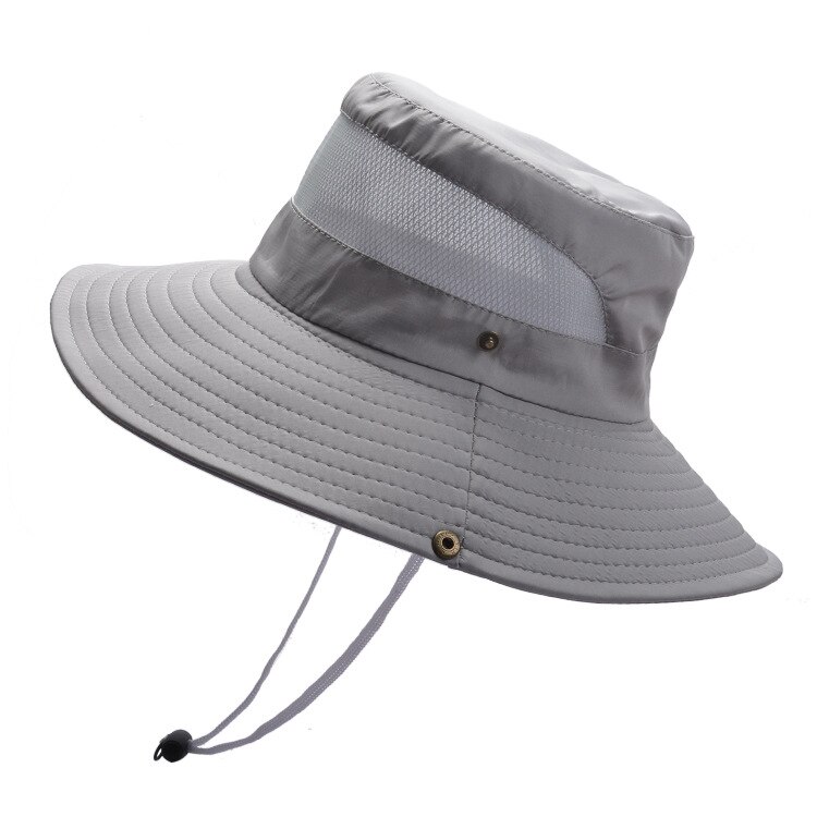 Boonie Hoed Mannen Anti-Uv Zon Hoeden Outdoor Vissen Cap Mode Grote Rand Caps Vrouwen Zomer Hoed Mannelijke Emmer hoed Sombrero Gorros: Light grey