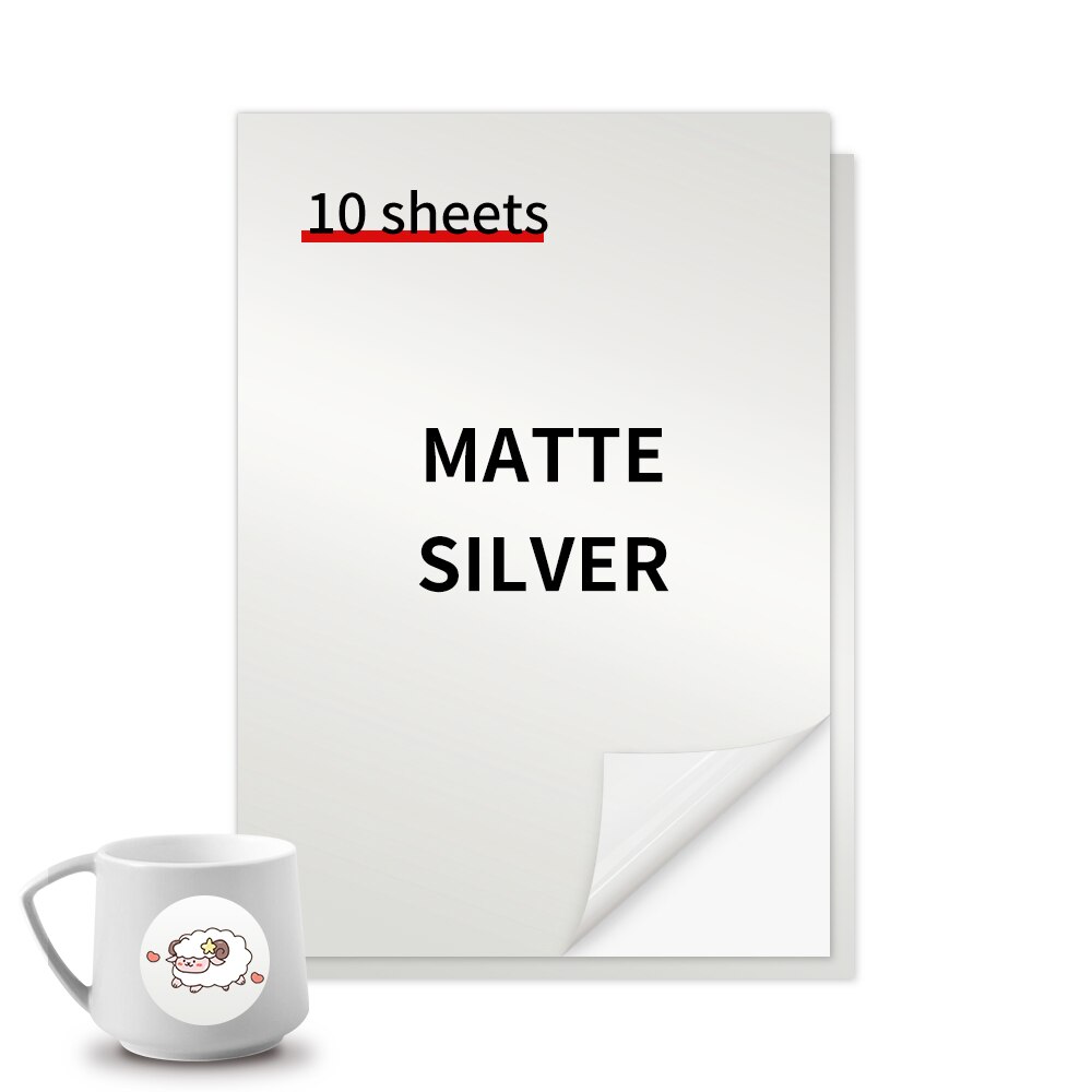 10 Sheets A4 Printable Vinyl Sticker Paper Matte Self-Adhesive Copy Paper Waterproof for Inkjet Printer DIY Decals Crafts: Matte Silver