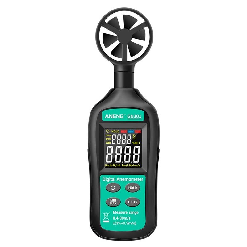 Aneng GN301 Digitale Anemometer 0-30 M/s Wind Meter -10 ~ 45C Temperatuur Tester Anemometro Met Lcd backlight Display