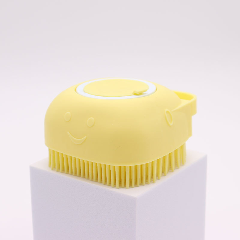Brosse de douche en Silicone pour chien et chat, distributeur de shampoing pour animaux de compagnie, masseur, brosse de bain, salle de bain, lavage des chiots, brosse de toilettage, accessoires pour chiens: YELLOW