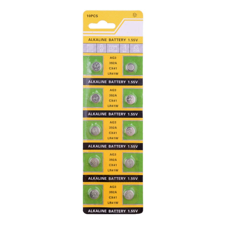 10 pièces/Carte 30mAh 1.55V AG3 392A L736 LR41 392 384 SR41SW CX41 192 AG 3 Bouton Pile Bouton Pour Montre Jouets À Distance