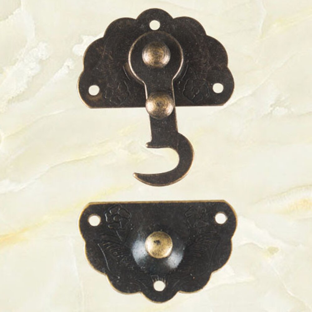 DIY Latch Hasp Lock Case Jewelry Box Iron Hardware Drawer Antique Style Chest Hook Decorative Cabinet Suitcase