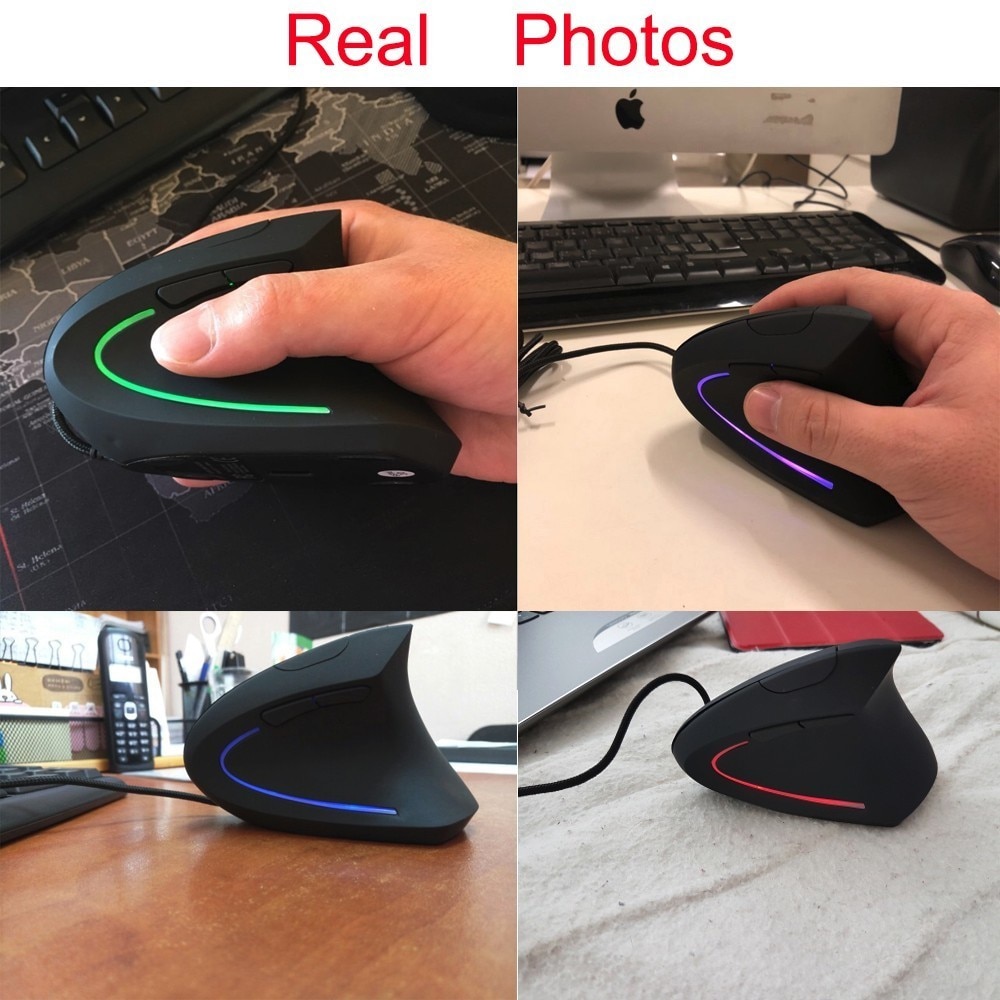 5th-Gen Wired Verticale Muis Ergonomisch LED Backlit Licht 3200DPI Polssteun Beschermen Game Muizen Met Muismat Kit Voor computer