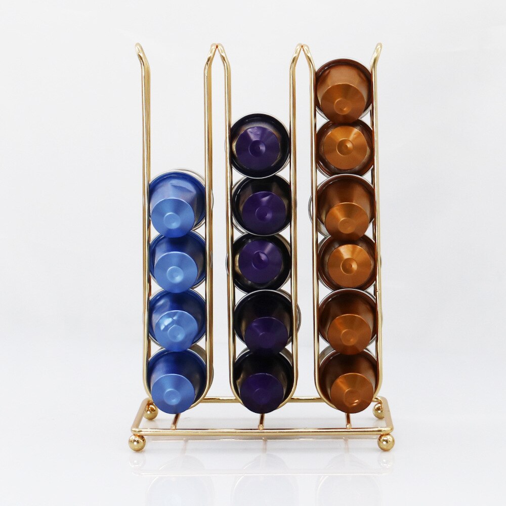36 kaffe guldkapslar kapselhållare nespresso kaffekapselhållare kapslar nespresso kaffetornsställ: Guld -36