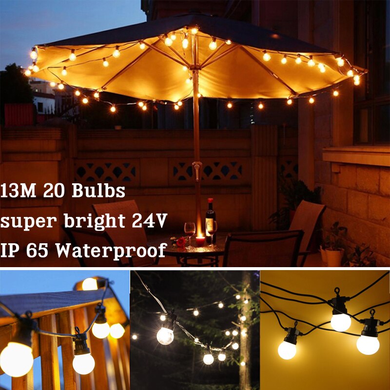13M G50 Globe LED Festoon String Light Timer Function Outdoor Waterproof Garland Patio Light Christmas Hanging Camping Light D20
