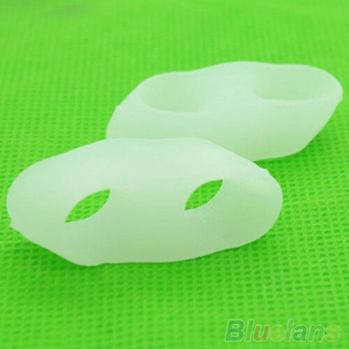 1 par de gel 2 buracos dedo do pé pinky orthotics separador cauda toe straightener separador 2mon 2o7f bgqw