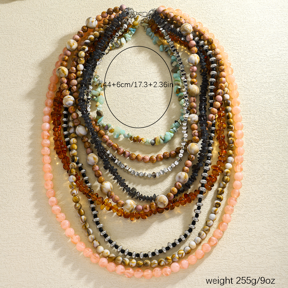 Dvacaman 2025 ZAA Collar de cuentas hecho a mano multicapa Vintage para mujer, collar bohemio de cuentas de resina Multicolor, joyería étnica