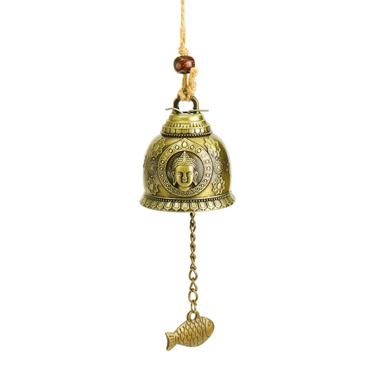 Retro Feng Shui Wind glocke Glücks glocken Retro Buddha Drachen Elefant Wind chinesische Metall glocke für viel Glück Segen Garten dekor: Licht Gelb
