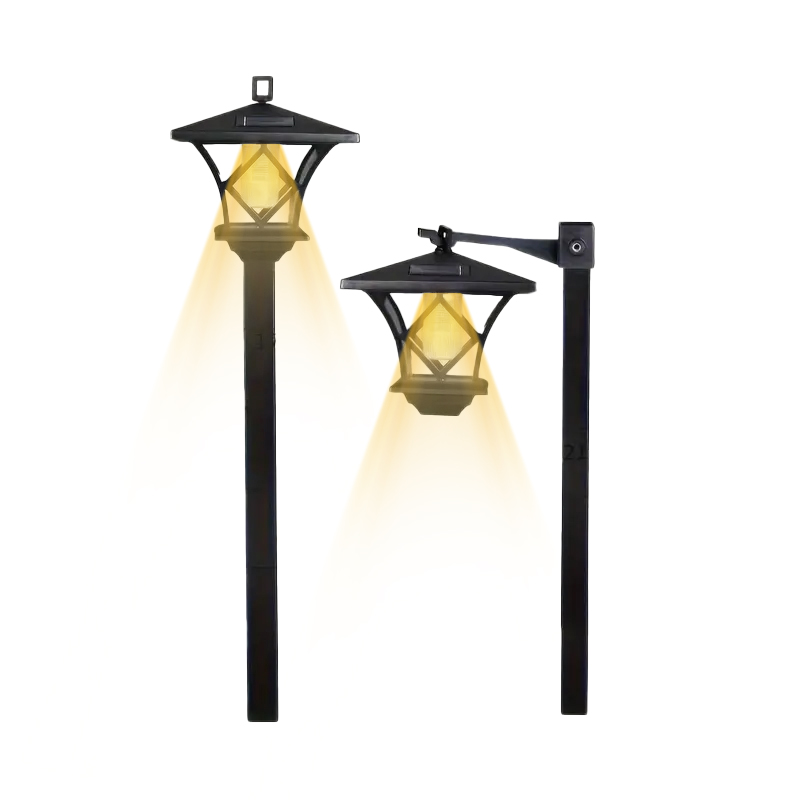 Udendørs solcelledrevne gadelamper , 1 led solcelledrevne havelamper, automatisk lyssensor, plastmaterialer, installationshardware inkluderet, halvplansmontering, kontaktstyring, til gårdsplads, pool, gårdsplads, bilbane: Varm hvid