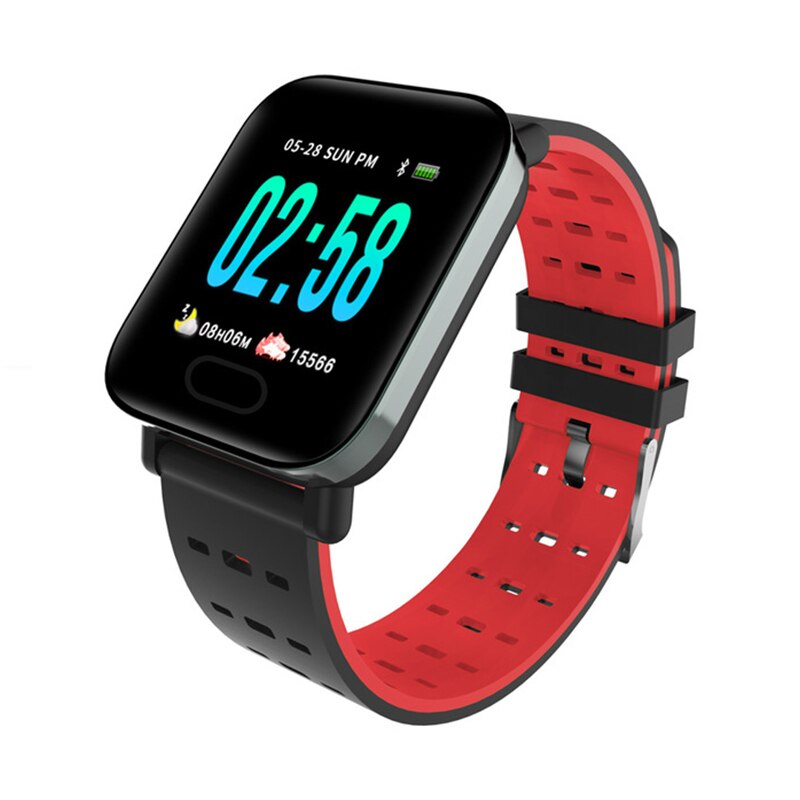 A6 fitnessband smart klocka smart band armband smartband bond touch sport puls blodtryck hälsa armband smartwatch: Röd