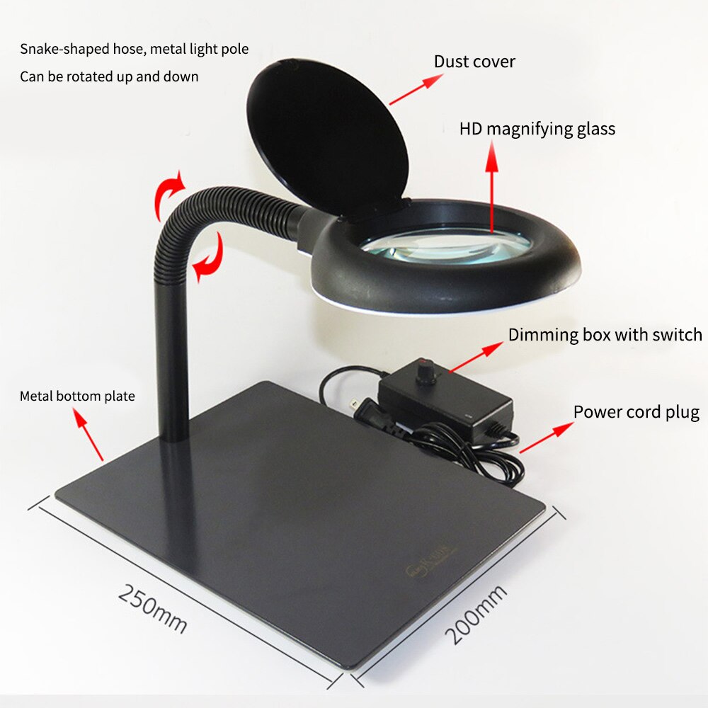 Desktop LED magnifying glass lamp WLKS-608 optical glass reading lighting electronic maintenance magnifying lamp