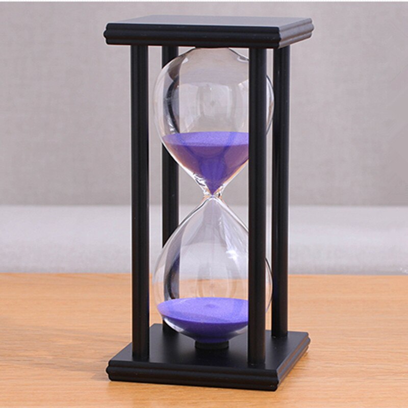 Wooden Sandglass Sand Hourglass 45/60 Minute 20.5*10*10 Countdown Timer Clock Xmas Birthday Home Decoration Reloj De Arena: Black purple sand / 45mins