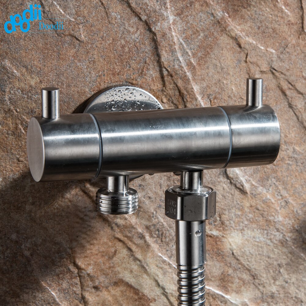 Doodii 304 Rvs Dubbele Gebruik Bibcock Set Met 1.5 Meters Doucheslang Dual Handvatten Wasmachine Kranen Bidet Kraan