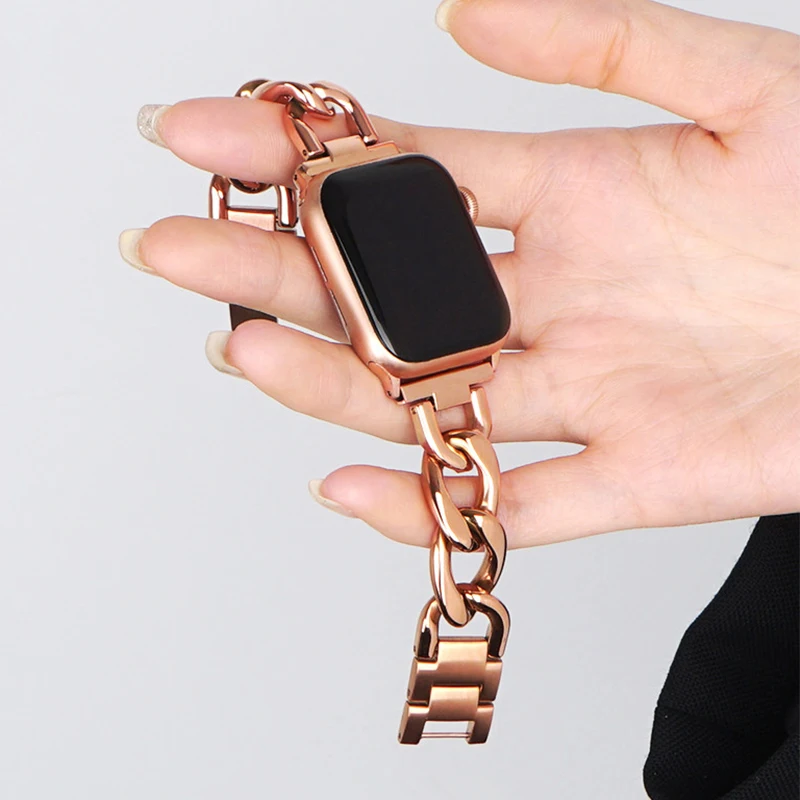 Bracelet en métal pour bracelet de montre Apple 41mm 45mm 38 40 42 44 49mm bracelet de chaîne en acier inoxydable pour iWatch série Ultra 9 8 7 SE 6 5 4 3