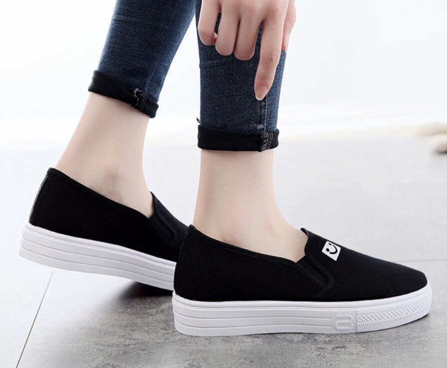 Respirant femmes baskets toile chaussures femme chaussures plates chaussures blanches noir chaussures décontractées dames mocassins chaussures