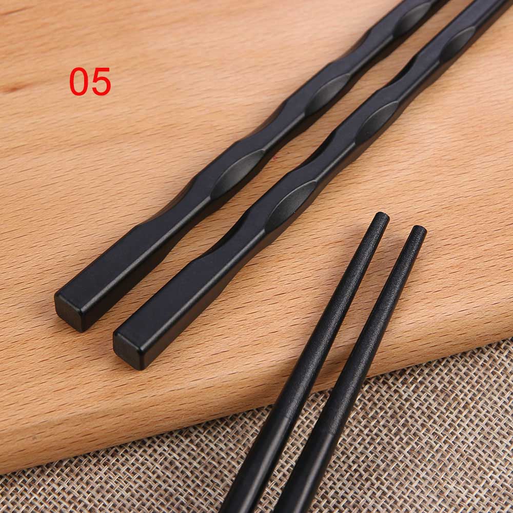 1 par japanska sushi hashi ätpinnar långa legeringspinnar hushållskök anti-reserbara svarta ätpinnar köketillbehör: 5