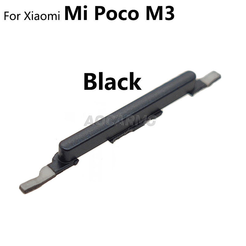 Aocarmo Voor Xiaomi Poco M3 Zijknoppen Power On/Off Volume Up Down Schakelaar Key Vervanging Deel: Black