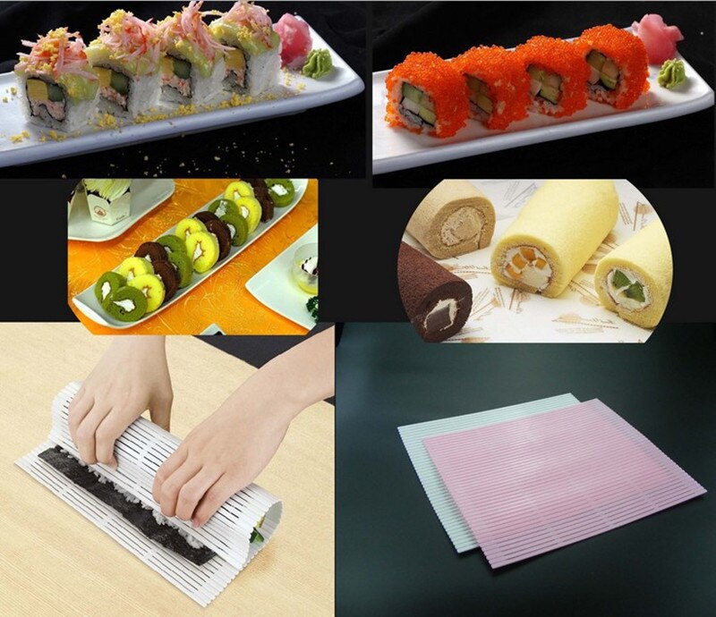 Mata robić zwijania Sushi nie-Stick Sushi narzędzie robić robienia DIY silikonowa mata robić Sushi maty japońskie plastikowe Sushi walcowanie producent forma