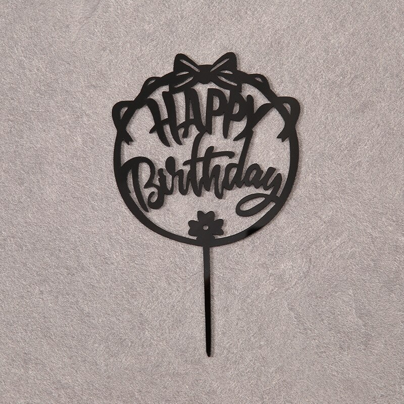 Gold Pink Black Acrylic Hand writing Happy Birthday Cake Topper Dessert Decoration for Birthday Party Lovely: 3