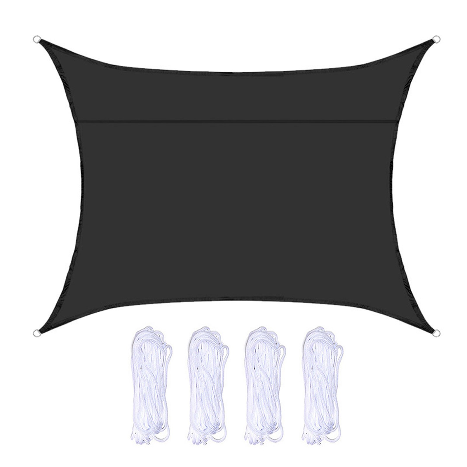 Rectangular Shade Sail UV Block Cloth Awning Sunshade Patio Canopy Anti-UV With 4 Ropes High Density Sunshades Awnings: Black