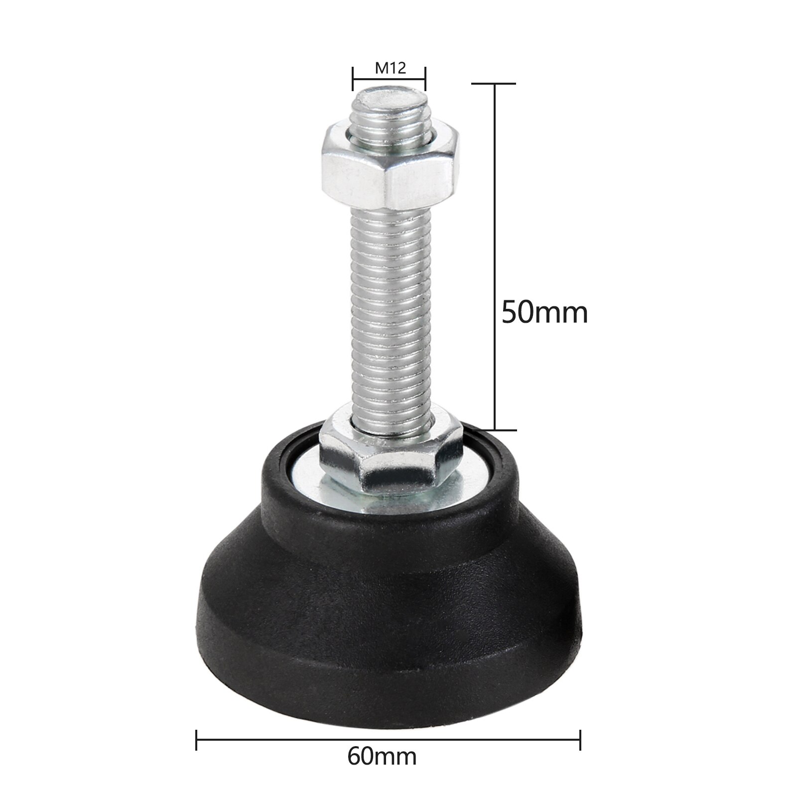 Adjustable Levelling Feet Swivel Base Furniture Glide Pad Adjusting Foot M8 M10 M12 M14 M16 Threaded Screw in Height 2/1 PC: 60XM12X50(DXMXH) 2pc
