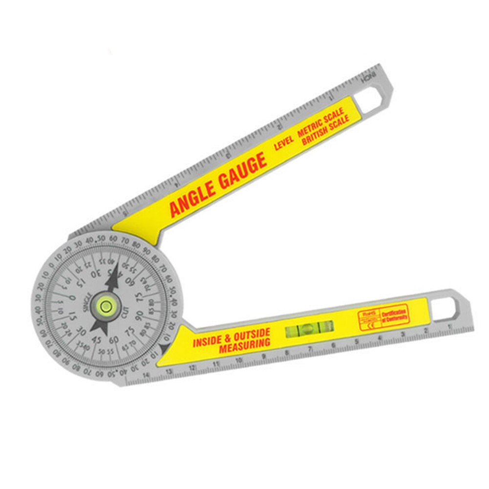 360 Degree Calibration Miter Saw Protractor Finder Angle Finder Miter Gauge Goniometer Angle Finder Arm Measuring Ruler: White