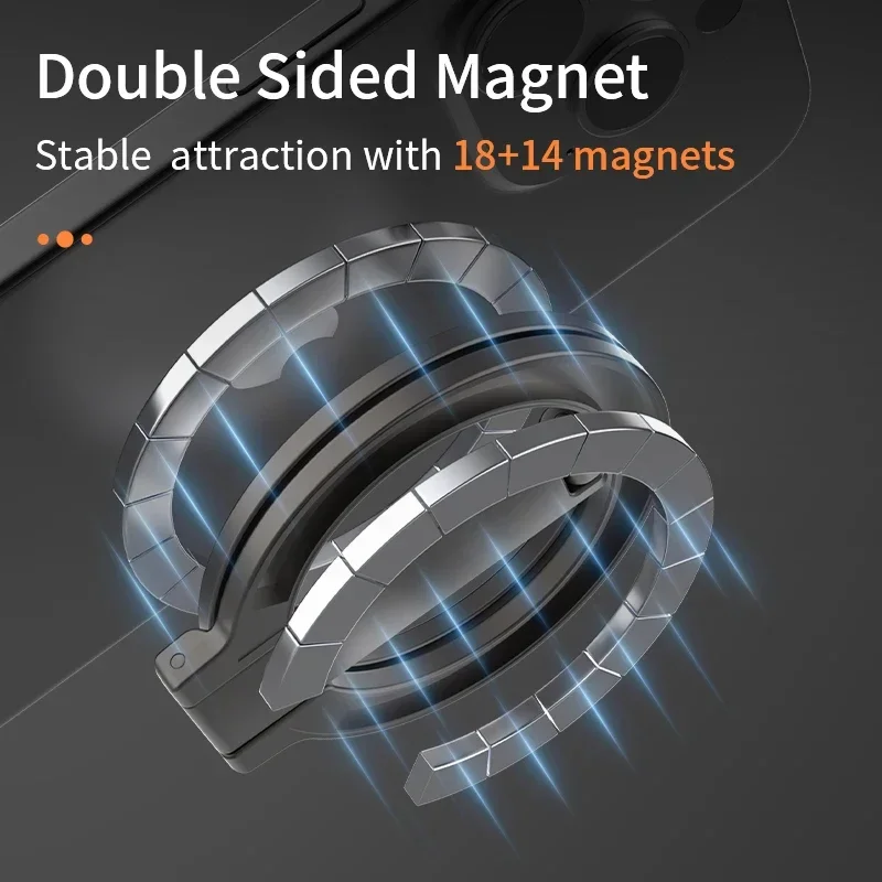 Anneau de support de téléphone magnétique Double face, pour béquille MagSafe, poignée magnétique pour iPhone 16 15 14 pour Huawei Xiaomi