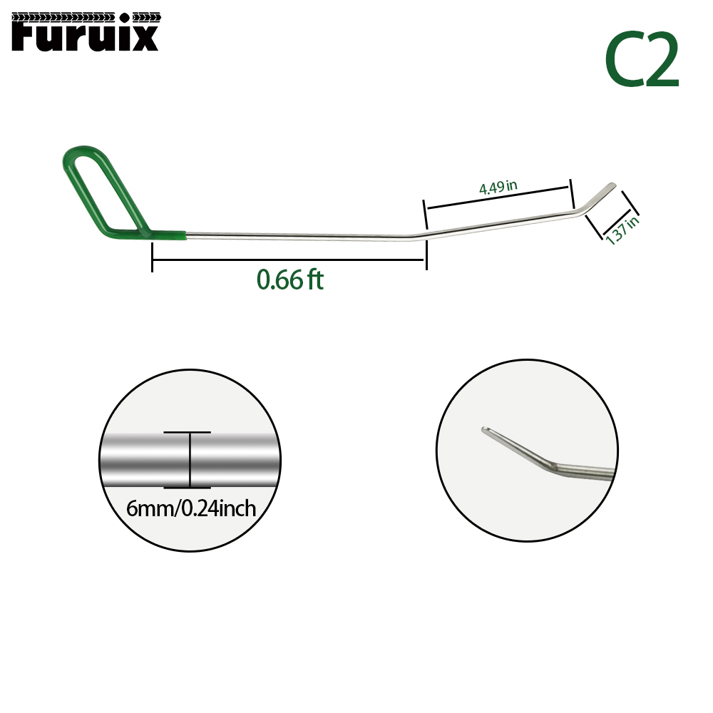 FURUIX 1/3/6 pcs PDR push Rods Set Paintless Dent Repair Tools Rods for Car Dent Remover Puller Hail Damage Repair Kit: White