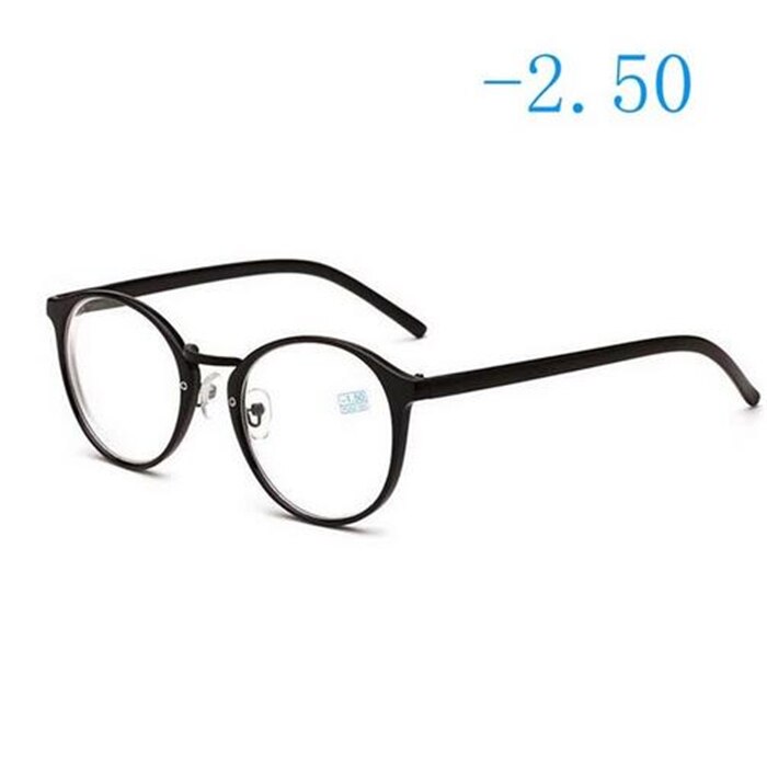 Afgewerkt Bijziendheid Bril Vrouwen Mannen Retro Clear Spiegel Ronde Student Bijziend Brillen-1-1.5-2-2.5 -3-3.5-4.0: Myopia 250
