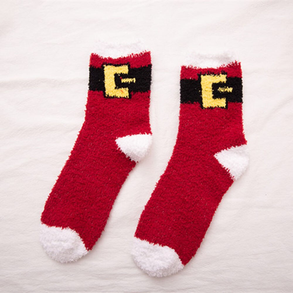 1 Paar Warm Vrouwen Mannen Sokken Kerstcadeau Sok Leuke Dikke Coral Fleece Volwassen Herfst En Winter Kerst Sokken: 8